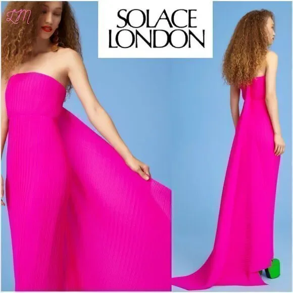 Solace London Revolve The Harlee‎ Strapless Column Maxi Dress Size 8 Hot Pink - Picture 2 of 11